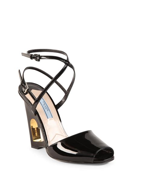 prada patent leather cutout heart wedge sandals|prada shoes for women.